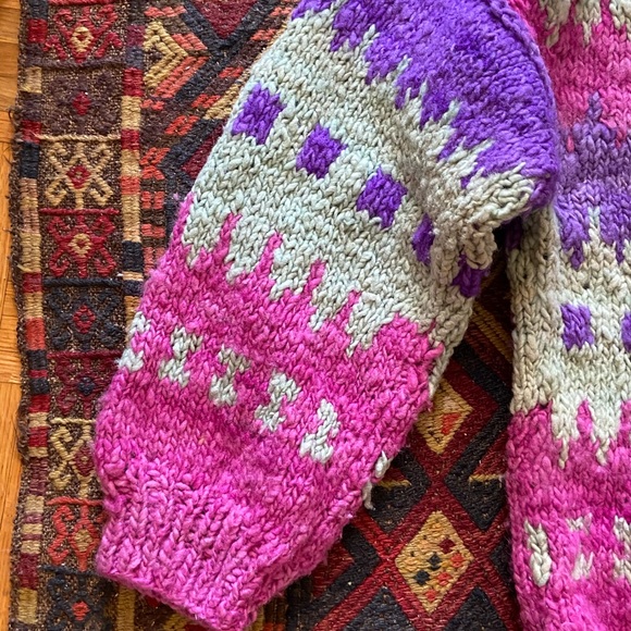 Handmade in Chile slouchy oversized chunky hippie sweater wool jumper - Picture 9 of 16